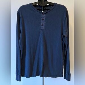Men's Distressed Blue J. Crew Henley Shirt
